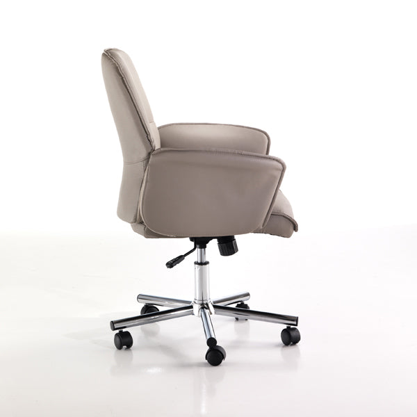 poltrona da ufficio in similpelle imbottita con braccioli base in metallo cromato
