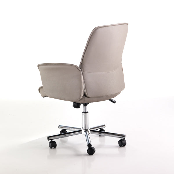 poltrona da ufficio in similpelle imbottita con braccioli base in metallo cromato