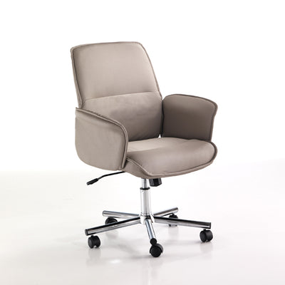 poltrona da ufficio in similpelle imbottita con braccioli base in metallo cromato