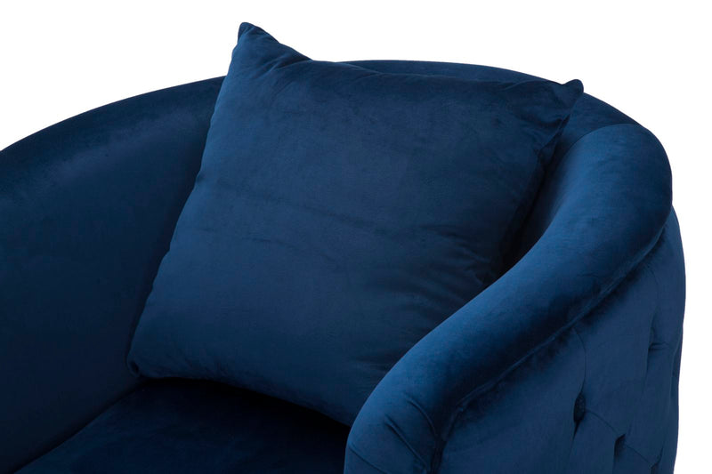 poltrona design in velluto colore blu