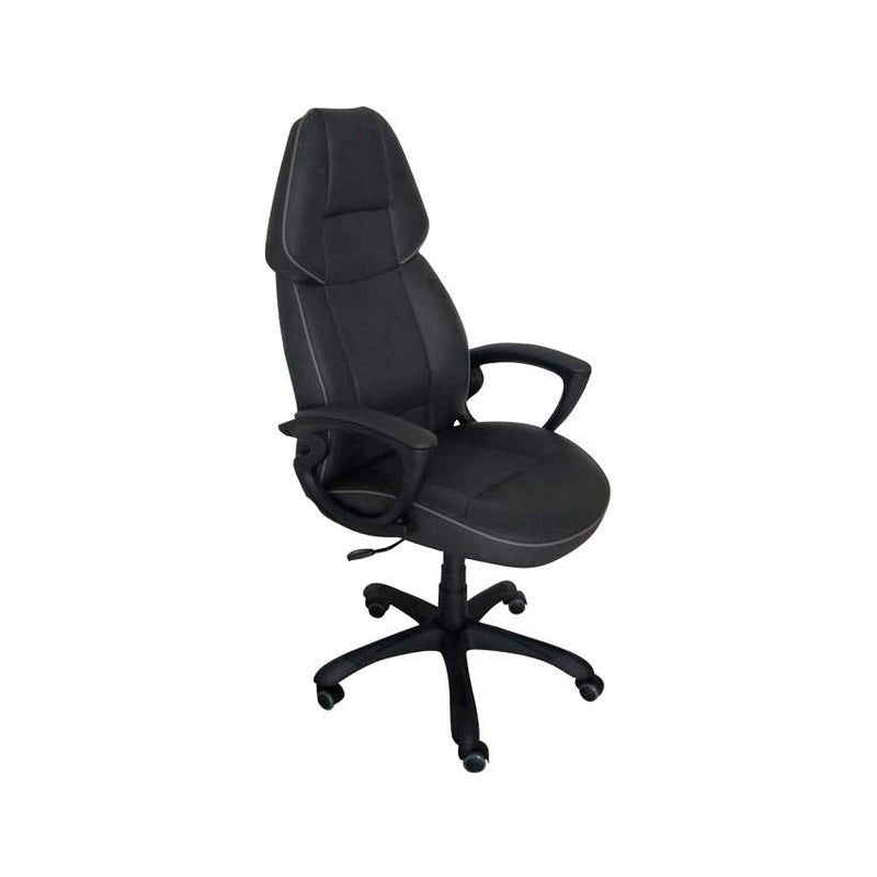 Roland - Poltrona da ufficio direzionale in similpelle colore nero cm 65x71x123/133h
