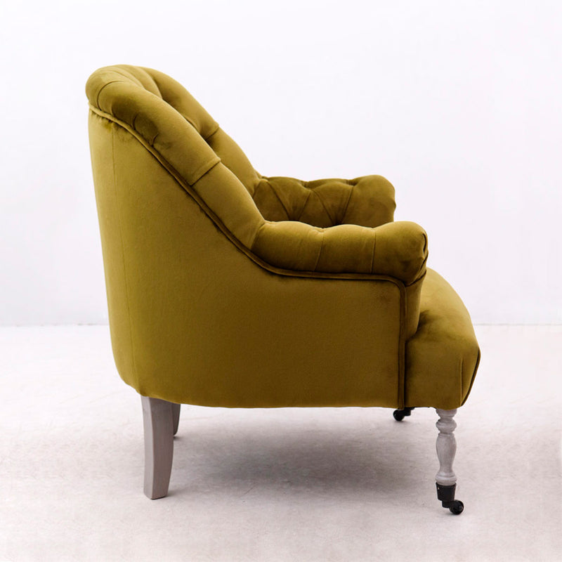 Poltrona da camera in velluto con gambe in legno massello cm 70x70x82h - vari colori