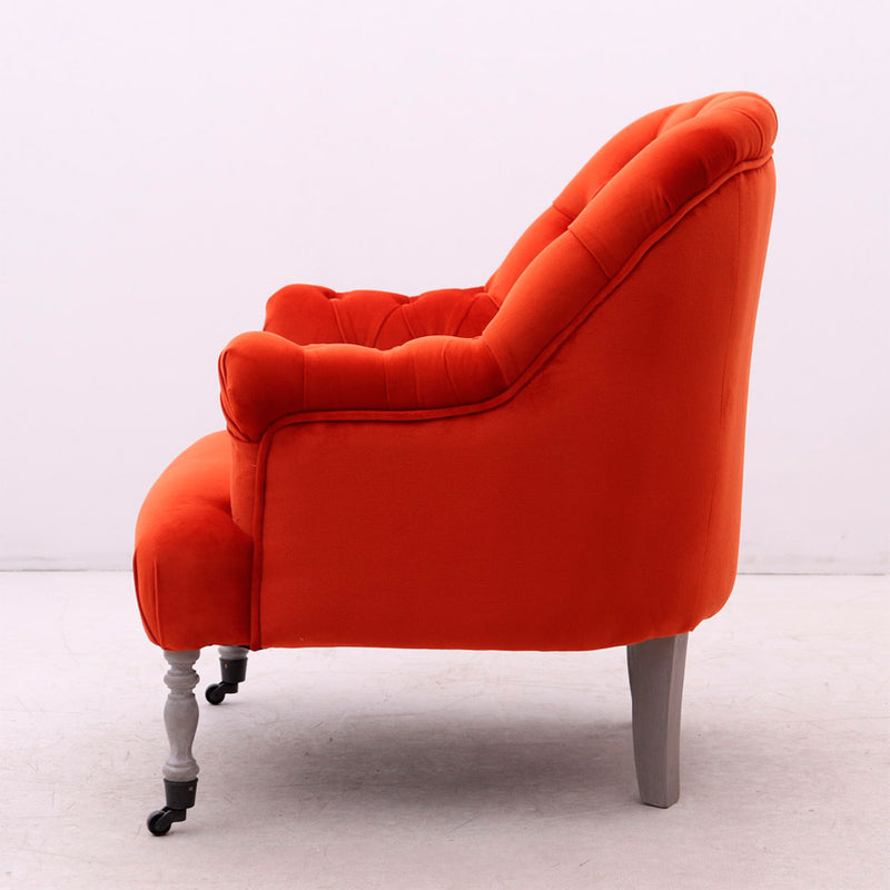 Poltrona da camera in velluto con gambe in legno massello cm 70x70x82h - vari colori