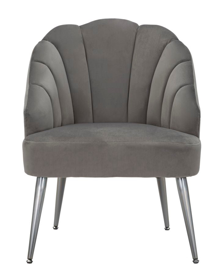 Poltrona da salotto rivestita in velluto grigio gambe in metallo cm 65x69x84h