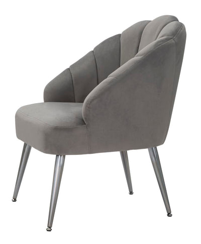 Poltrona da salotto rivestita in velluto grigio gambe in metallo cm 65x69x84h