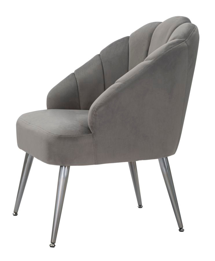 Poltrona da salotto rivestita in velluto grigio gambe in metallo cm 65x69x84h