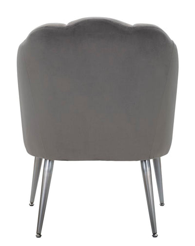 Poltrona da salotto rivestita in velluto grigio gambe in metallo cm 65x69x84h