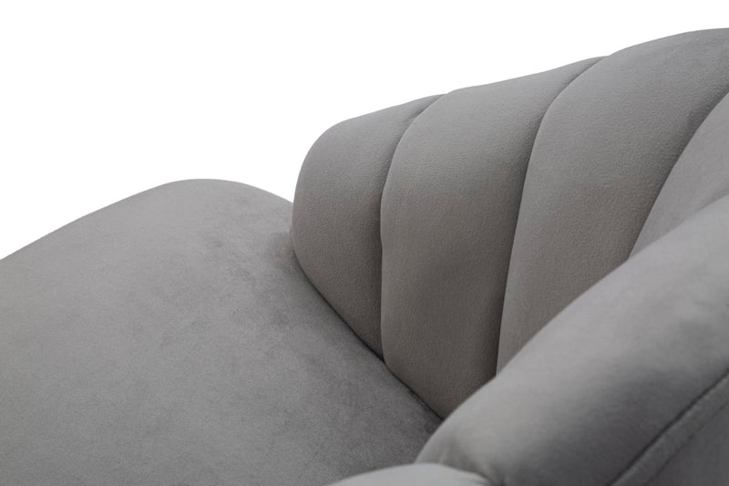 Poltrona da salotto rivestita in velluto grigio gambe in metallo cm 65x69x84h