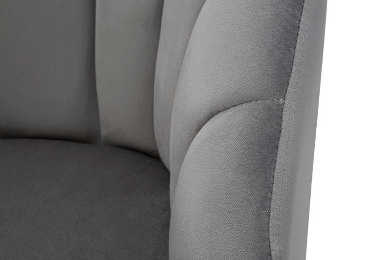Poltrona da salotto rivestita in velluto grigio gambe in metallo cm 65x69x84h