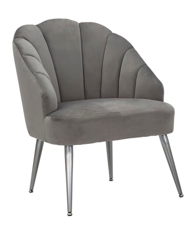Poltrona da salotto rivestita in velluto grigio gambe in metallo cm 65x69x84h