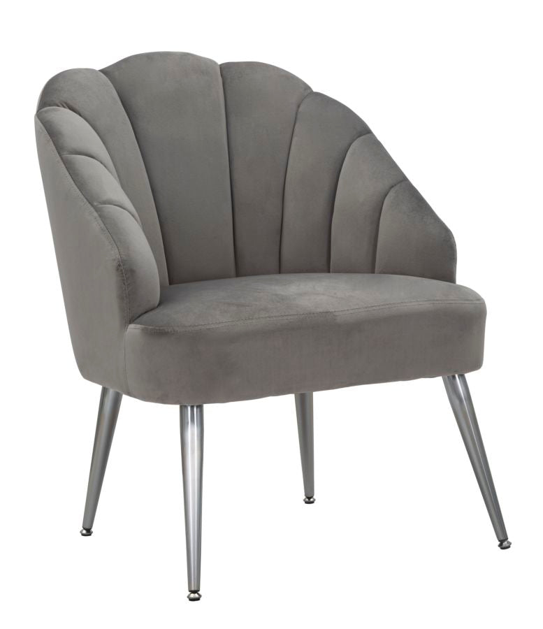 Poltrona da salotto rivestita in velluto grigio gambe in metallo cm 65x69x84h