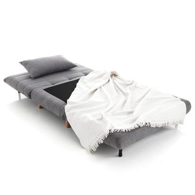 Poltrona letto design con apertura frontale rivestita in tessuto grigio cm 105x85x80h