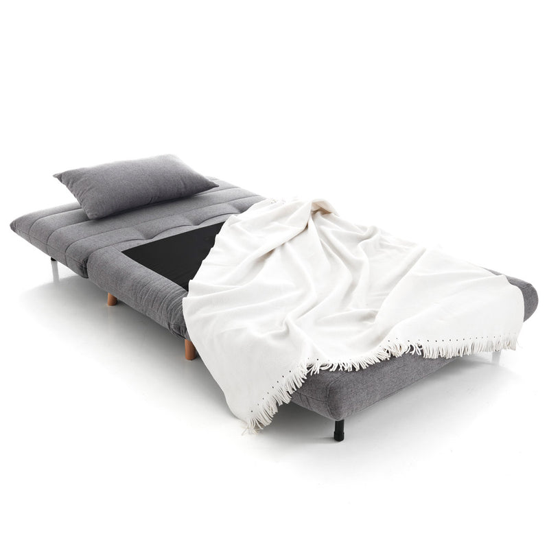 Poltrona letto design con apertura frontale rivestita in tessuto grigio cm 105x85x80h