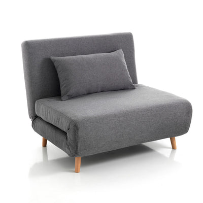 Poltrona letto design moderno in tessuto grigio apertura frontale cm 100x85x80h