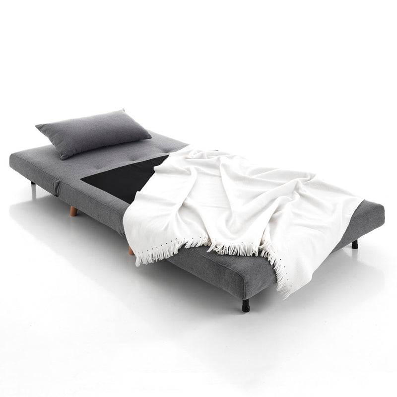 Poltrona letto design moderno in tessuto grigio apertura frontale cm 100x85x80h