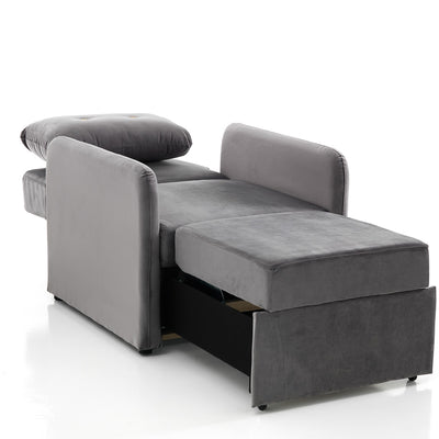 Poltrona letto design moderno in velluto colore grigio cm 83x95x90h
