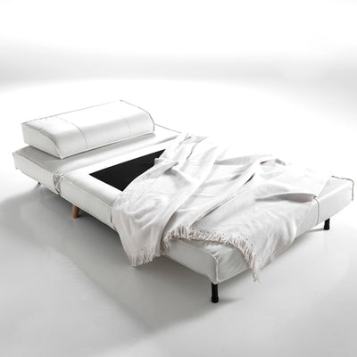Poltrona letto moderna rivestita in similpelle bianca cm 100x85x80h