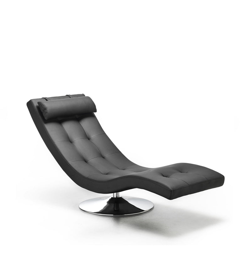 Chaise longue moderna da salotto in ecopelle colore nero