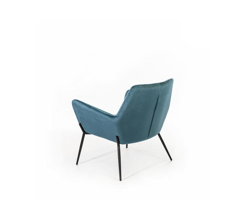 poltrona moderna in velluto colore blu