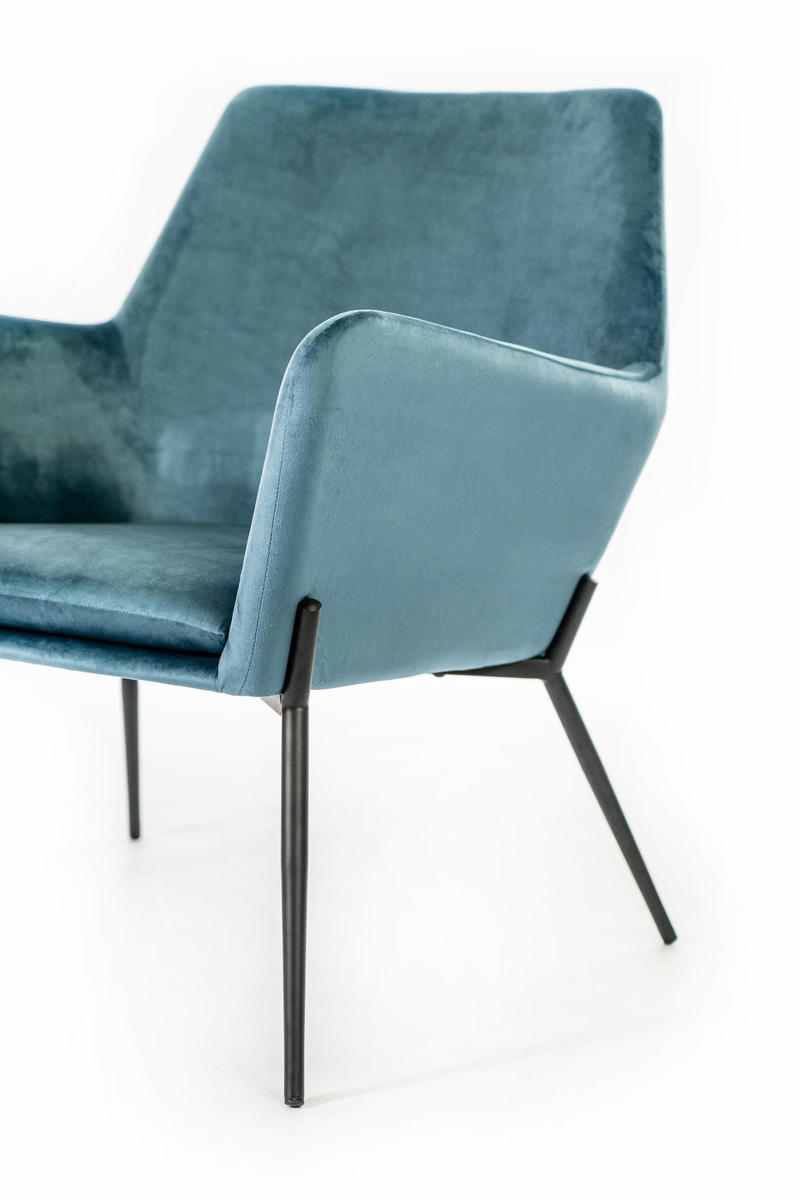 poltrona moderna in velluto colore blu