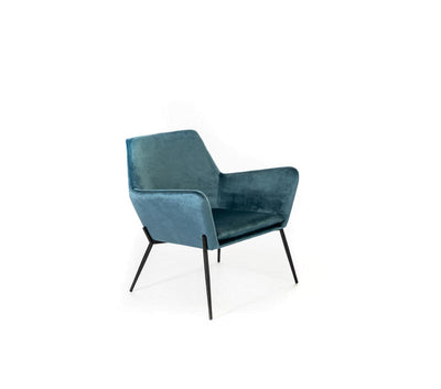 poltrona moderna in velluto colore blu