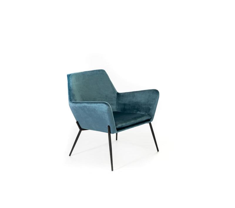 poltrona moderna in velluto colore blu