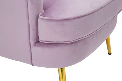 poltrona desoign moderno gambe in metallo dorato seduta rivestita in velluto rosa
