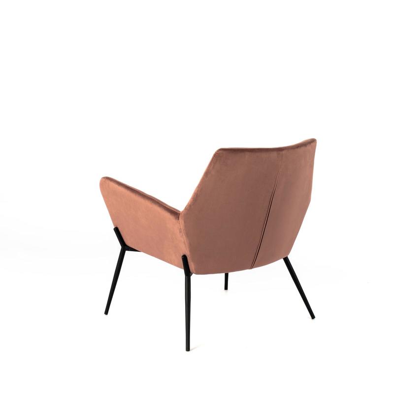 poltrona moderna in velluto colore rosa