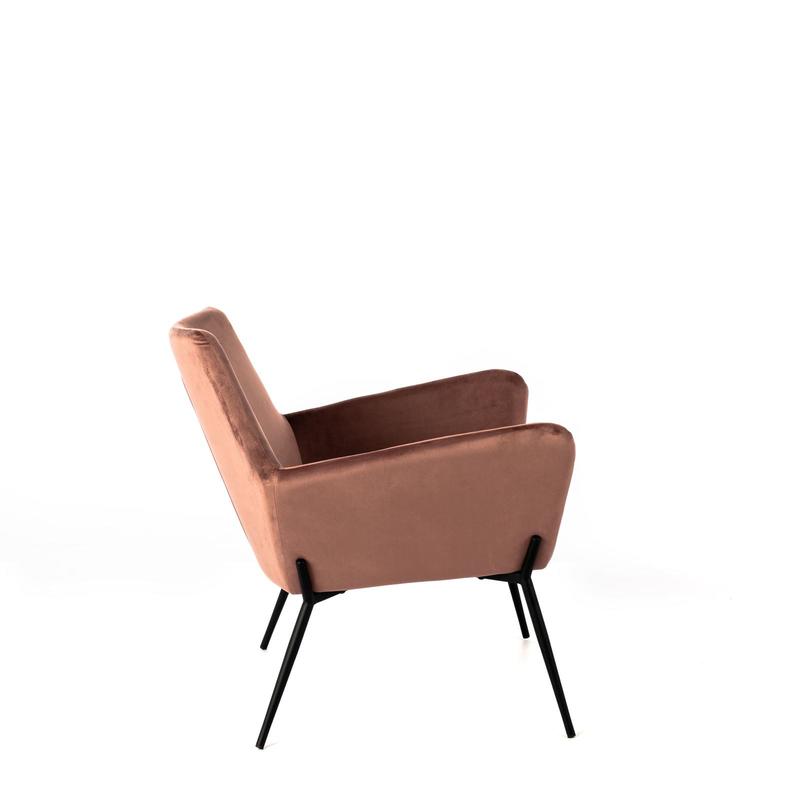 poltrona moderna in velluto colore rosa