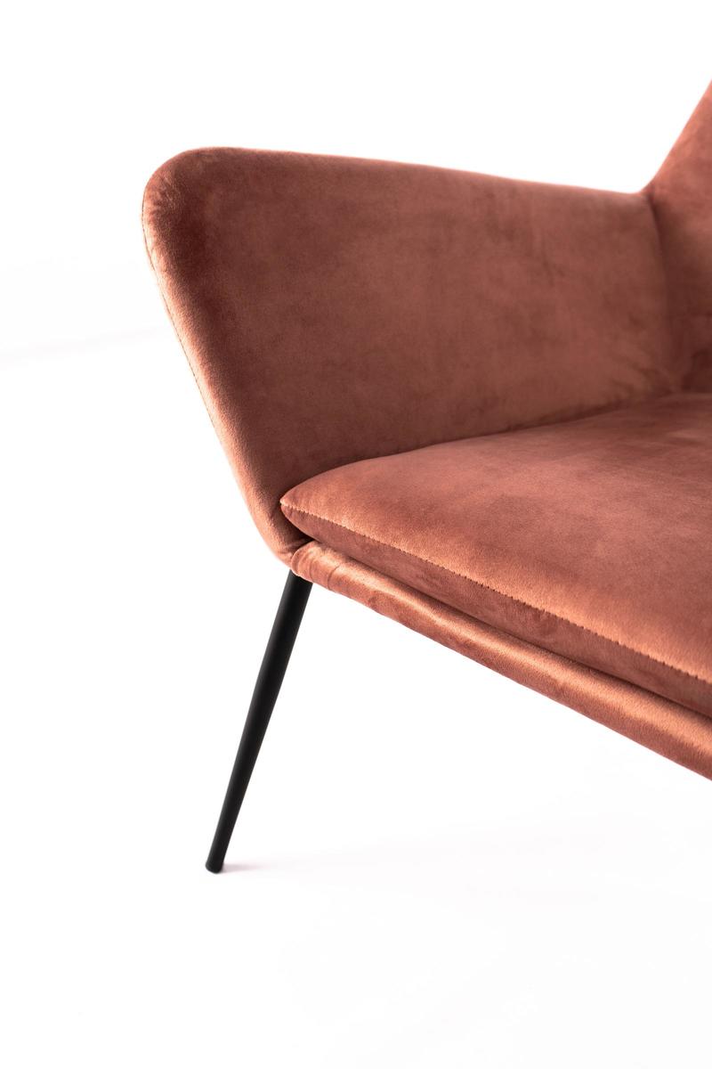 poltrona moderna in velluto colore rosa