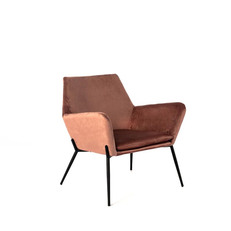 poltrona moderna in velluto colore rosa