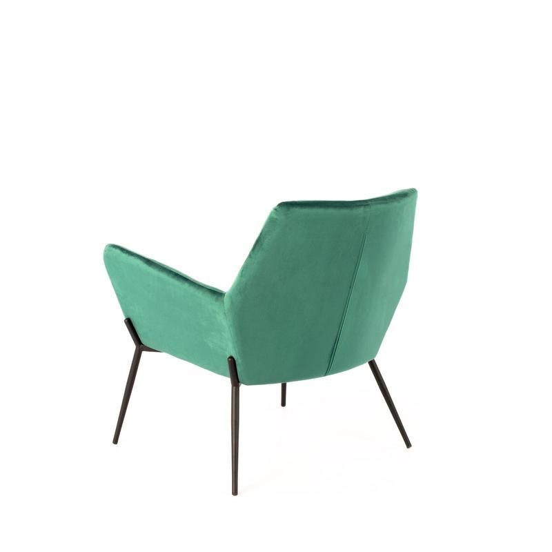 poltrona moderna in velluto colore verde scuro