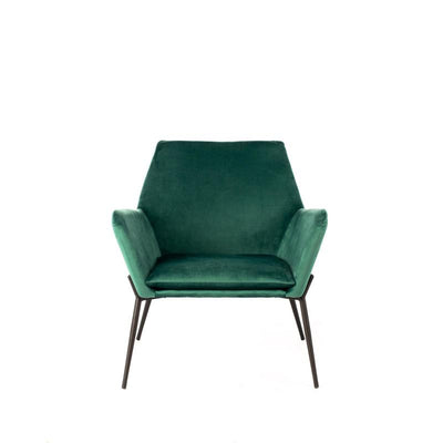 poltrona moderna in velluto colore verde scuro