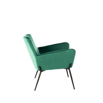 poltrona moderna in velluto colore verde scuro