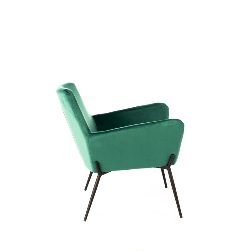 poltrona moderna in velluto colore verde scuro