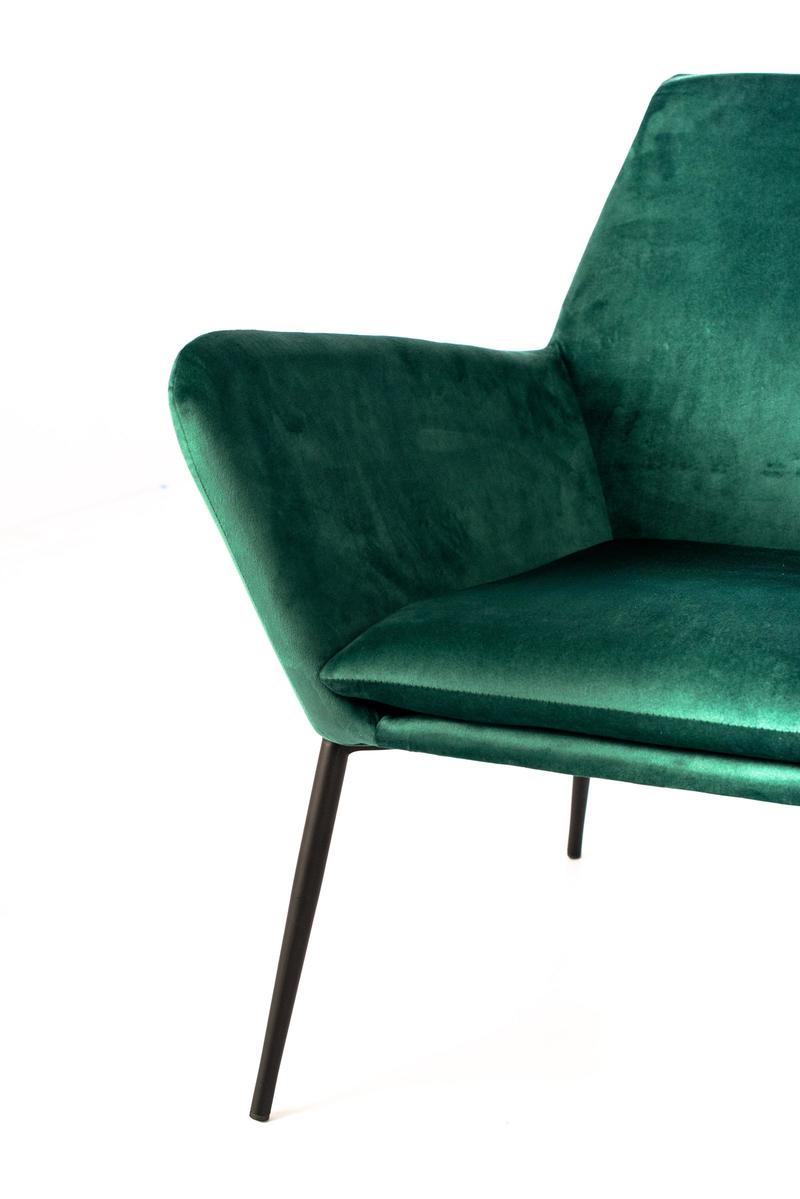 poltrona moderna in velluto colore verde scuro