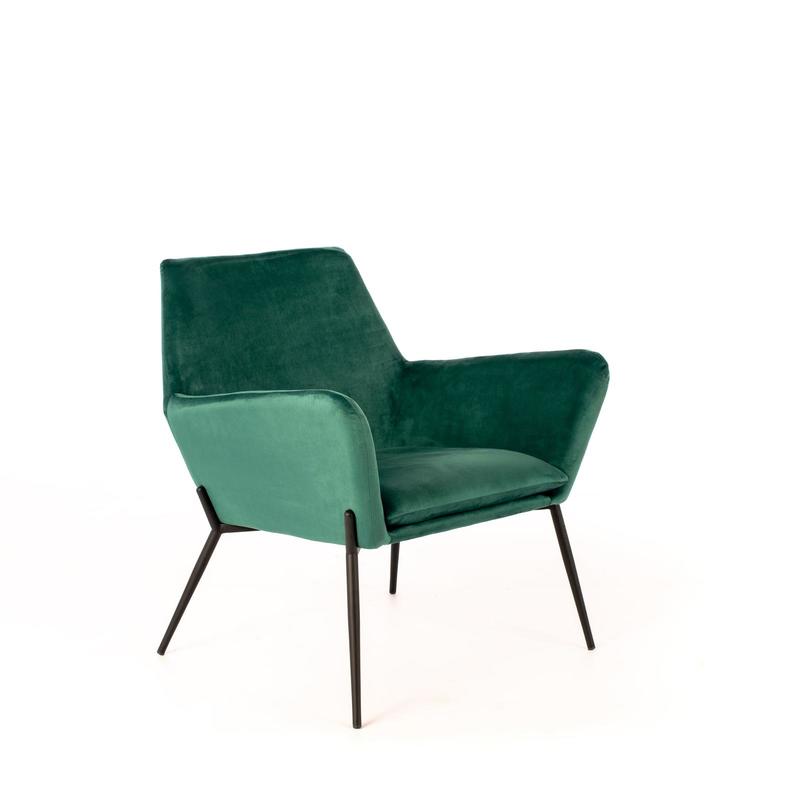 poltrona moderna in velluto colore verde scuro