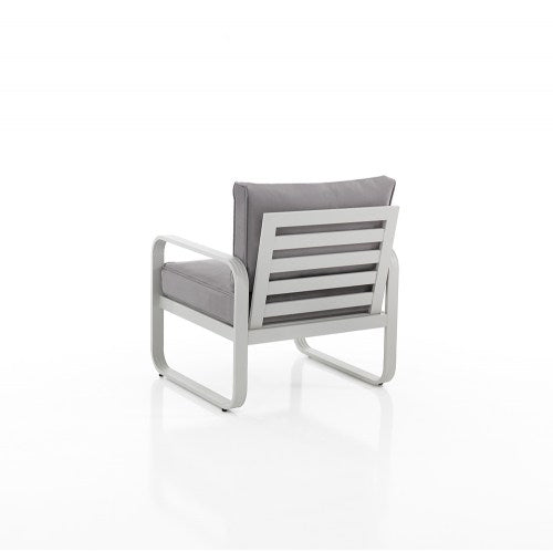 Poltrona moderna da esterno o interno in alluminio con cuscini grigio cm 71x72x76h
