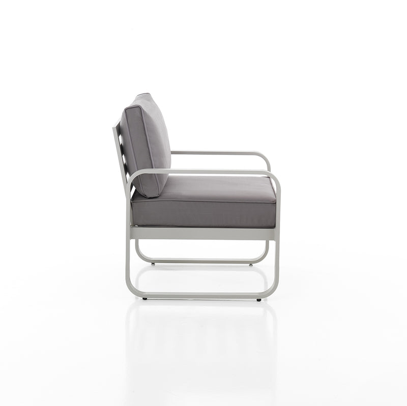 Poltrona moderna da esterno o interno in alluminio con cuscini grigio cm 71x72x76h