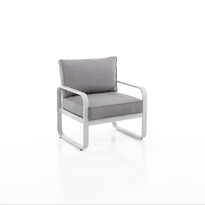 Poltrona moderna da esterno o interno in alluminio con cuscini grigio cm 71x72x76h
