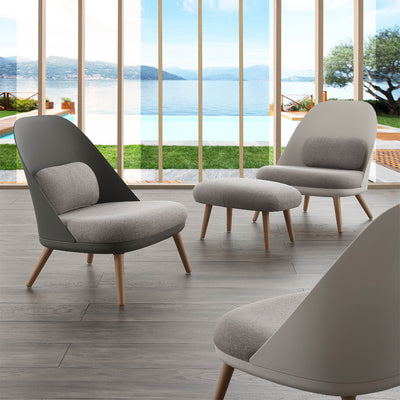 Poltrona design imbottita struttura in polipropilene e legno cm 70x66x75h - vari colori