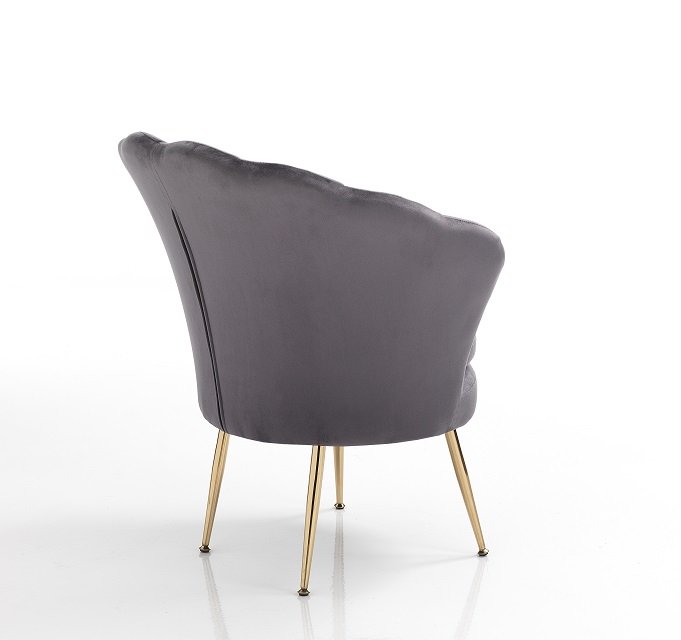 Poltrona da salotto in metallo colore oro e in tessuto effetto velluto colore grigio cm 75x70x80h