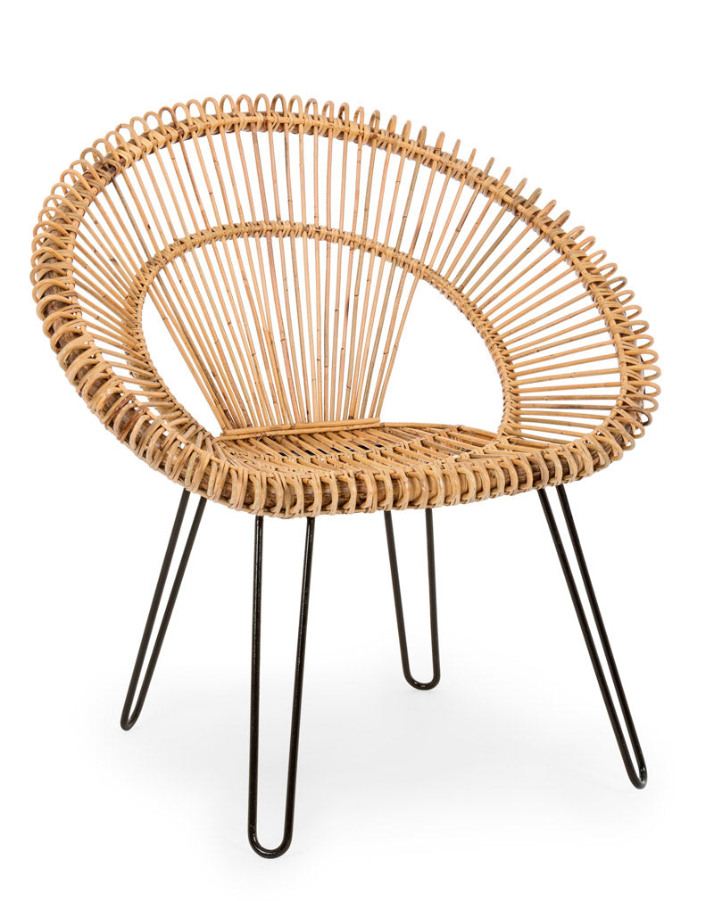 poltrona in rattan colore naturale