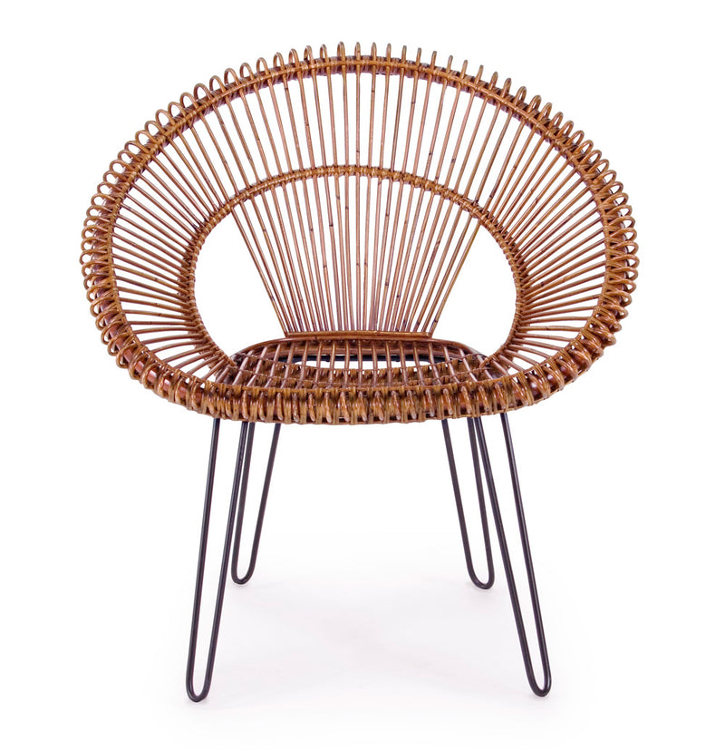 poltrona in rattan e kubu moderna marrone