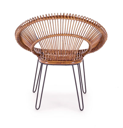 poltrona in rattan e kubu moderna marrone