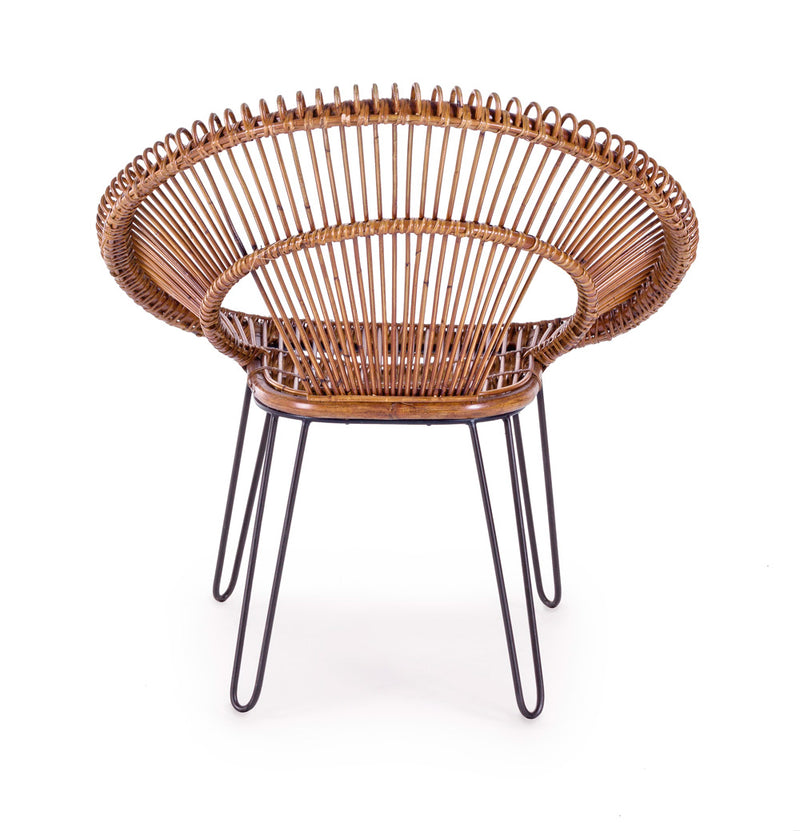 poltrona in rattan e kubu moderna marrone