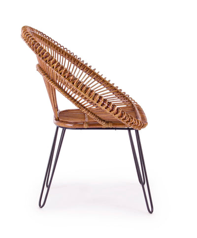 poltrona in rattan e kubu moderna marrone