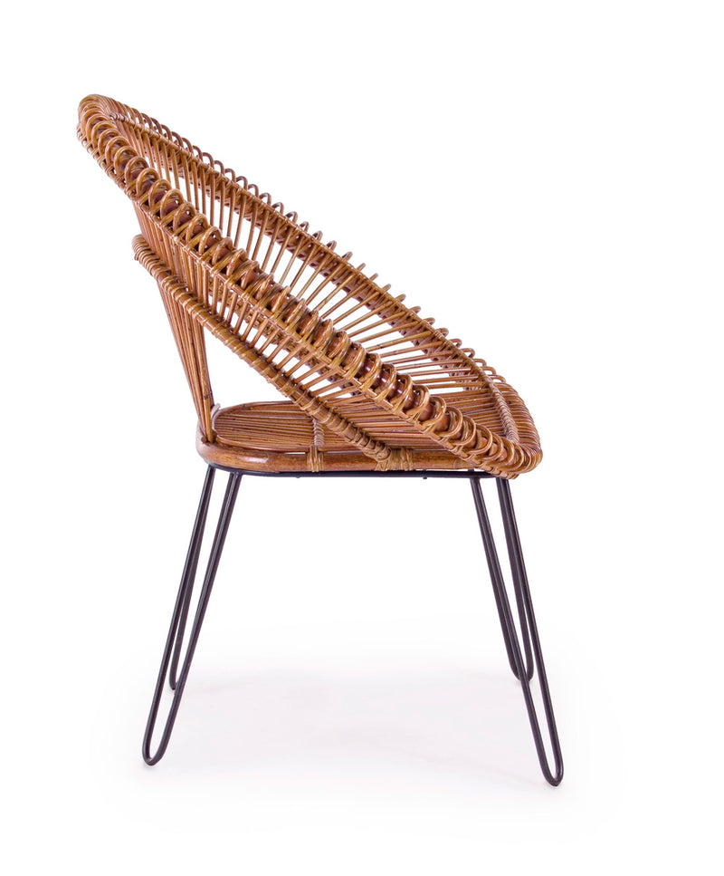 poltrona in rattan e kubu moderna marrone