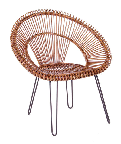 poltrona in rattan e kubu moderna marrone