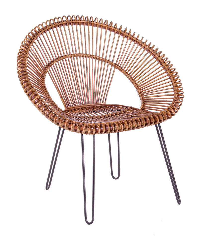 poltrona in rattan e kubu moderna marrone